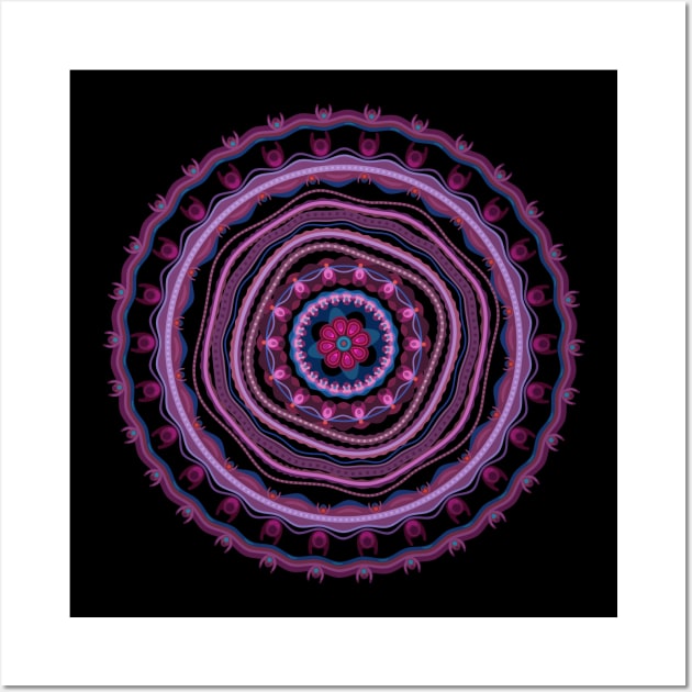 Blue Pink Lilac Mandala Wall Art by CatyArte